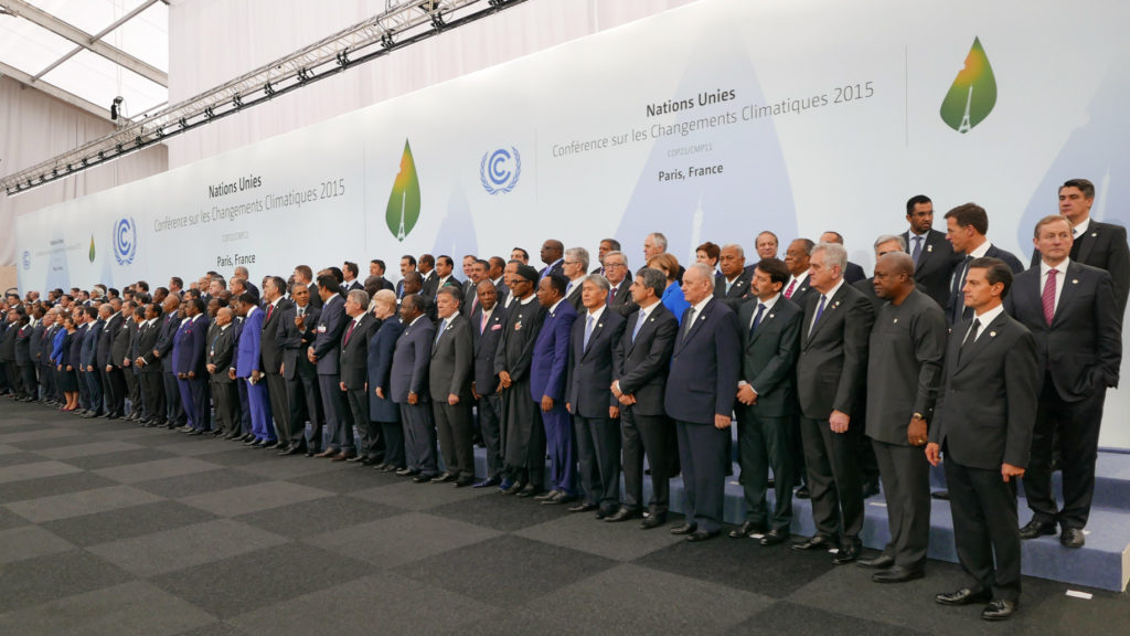 Heads of delegations at the 2015 United Nations Climate Change Conference. On Earth Day, world leaders will sign the Paris agreement that came out of COP21.