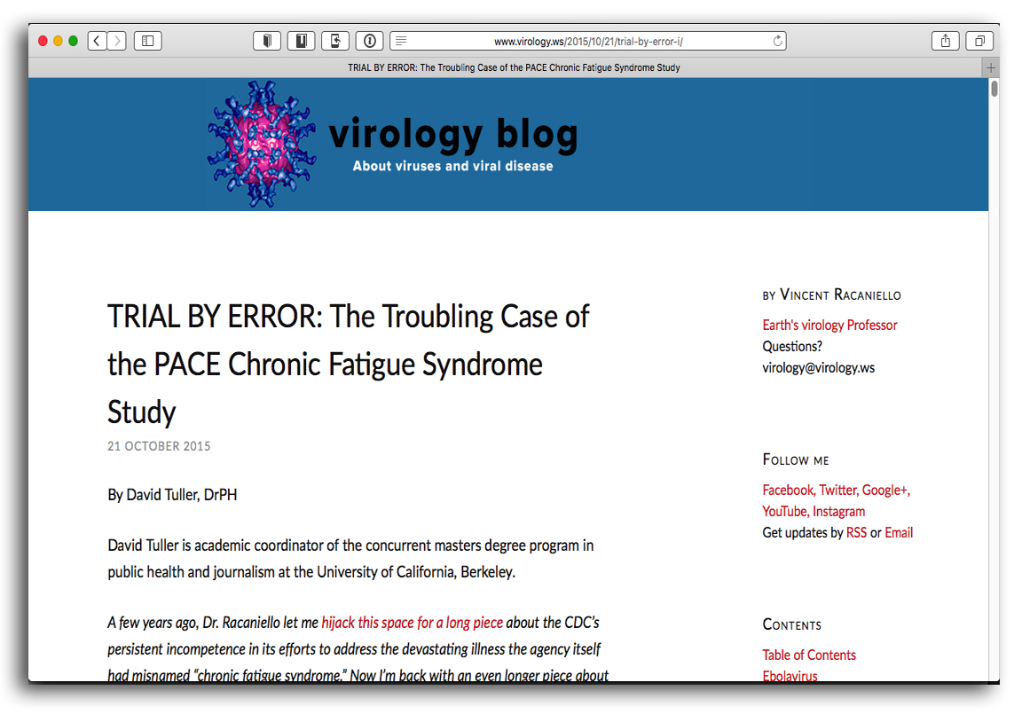 In an investigation published last year, I looked at some of the major flaws in a British clinical trial called PACE — a widely-anticipated study of treatments for chronic fatigue syndrome. 