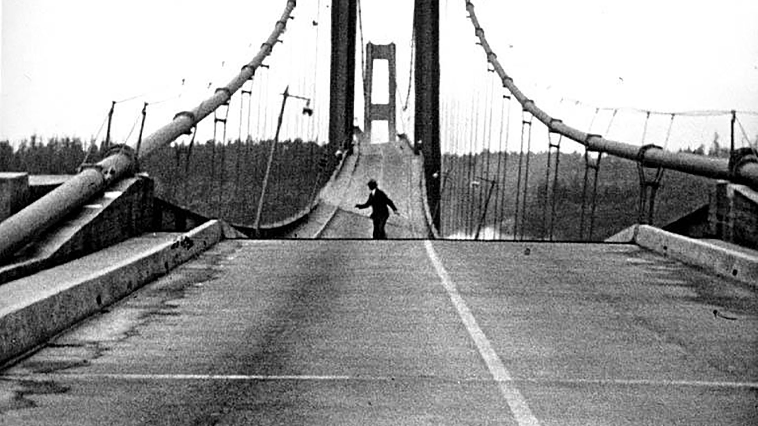 The Tacoma Narrows bridge in Washington undulated violently and eventually collapsed on Nov. 7, 1940, amid high winds. The incident has become a cautionary tale in engineering.