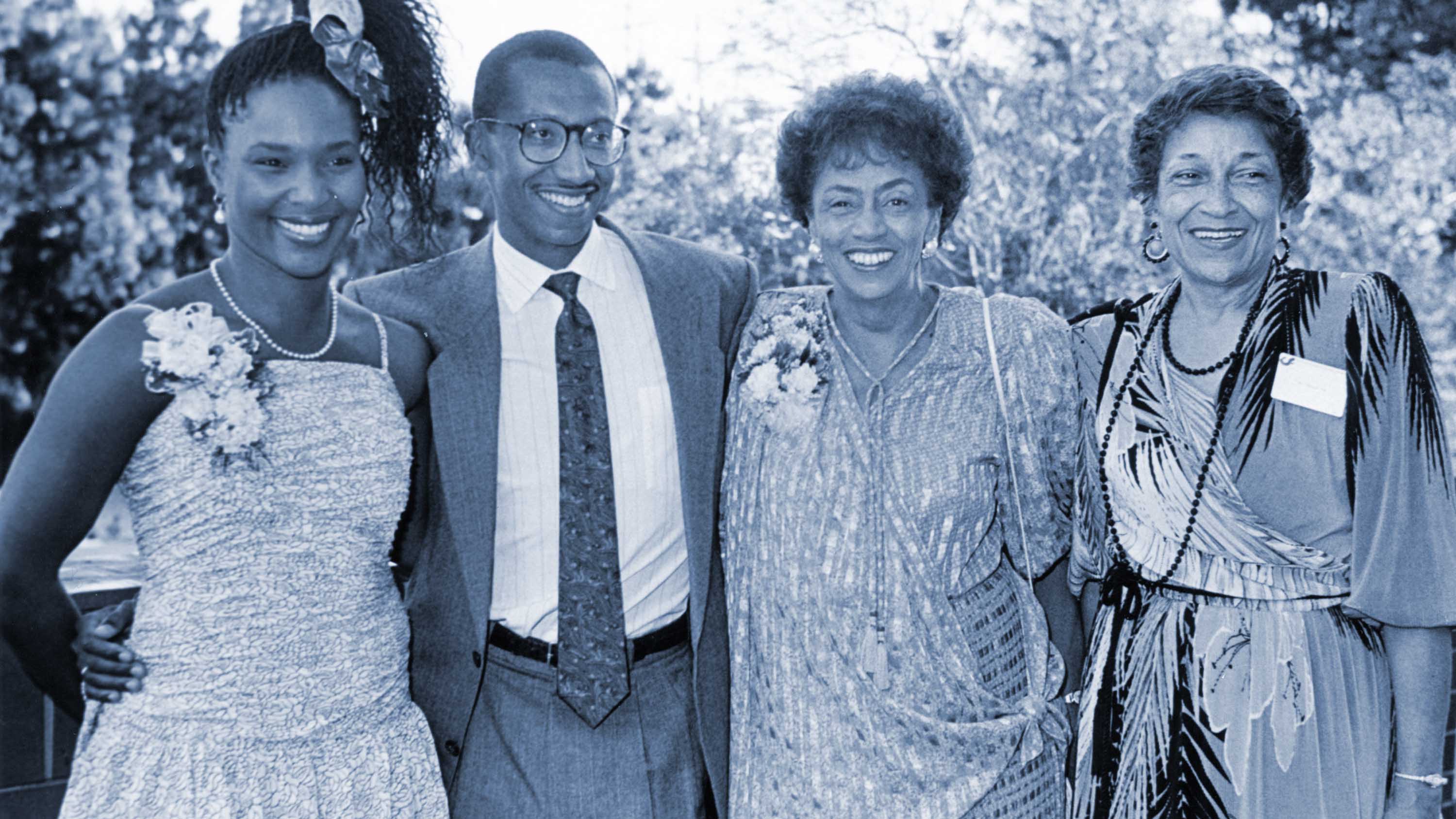 Jewel Plummer Cobb, second from right, is pictured with family and friends during a farewell reception held in honor of her retirement from California State University, Fullerton, on June 3, 1990.