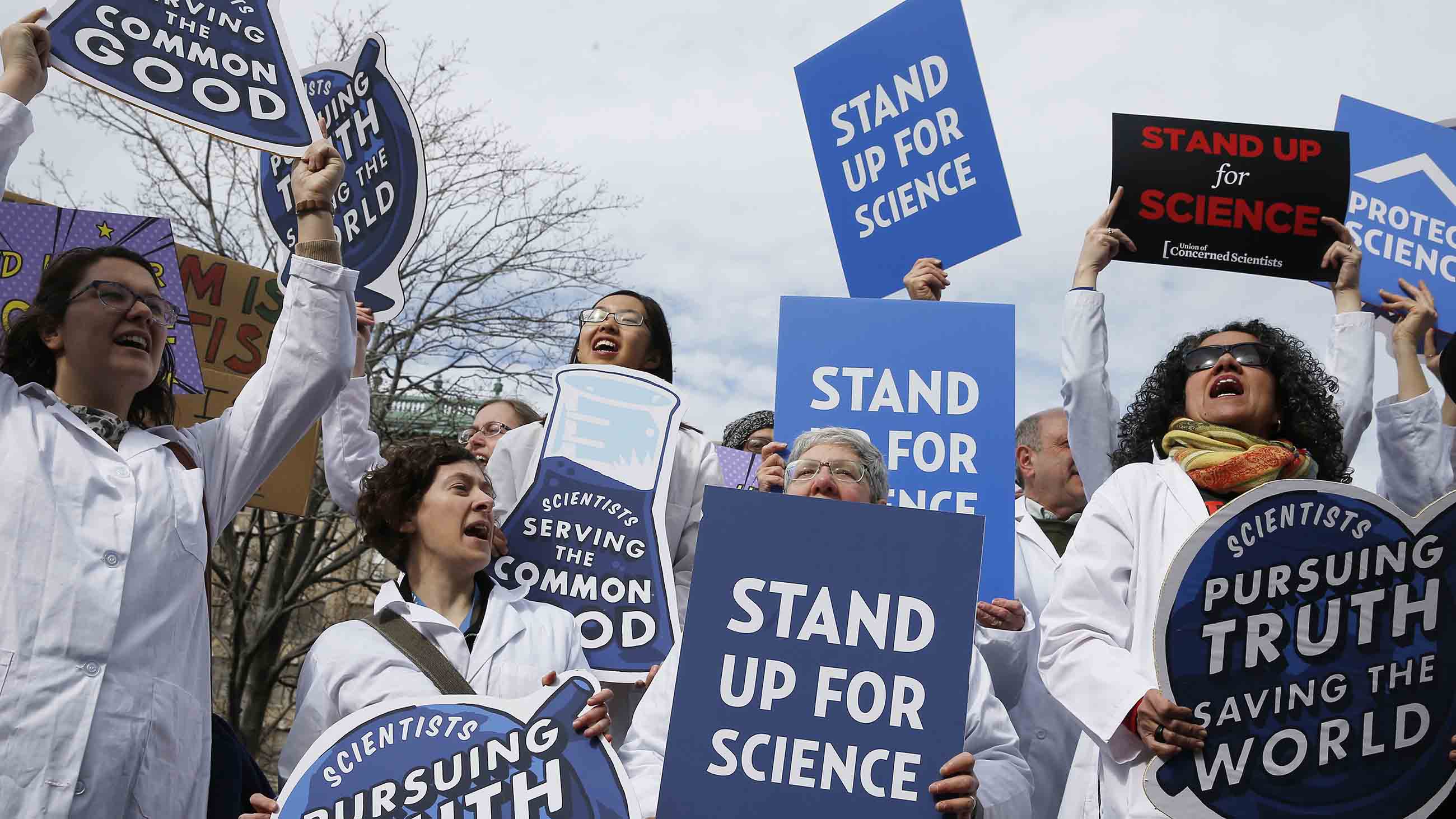 Scientists, science advocates and community members gathered in Boston's Copley Square in February for a Rally to Stand up for Science.