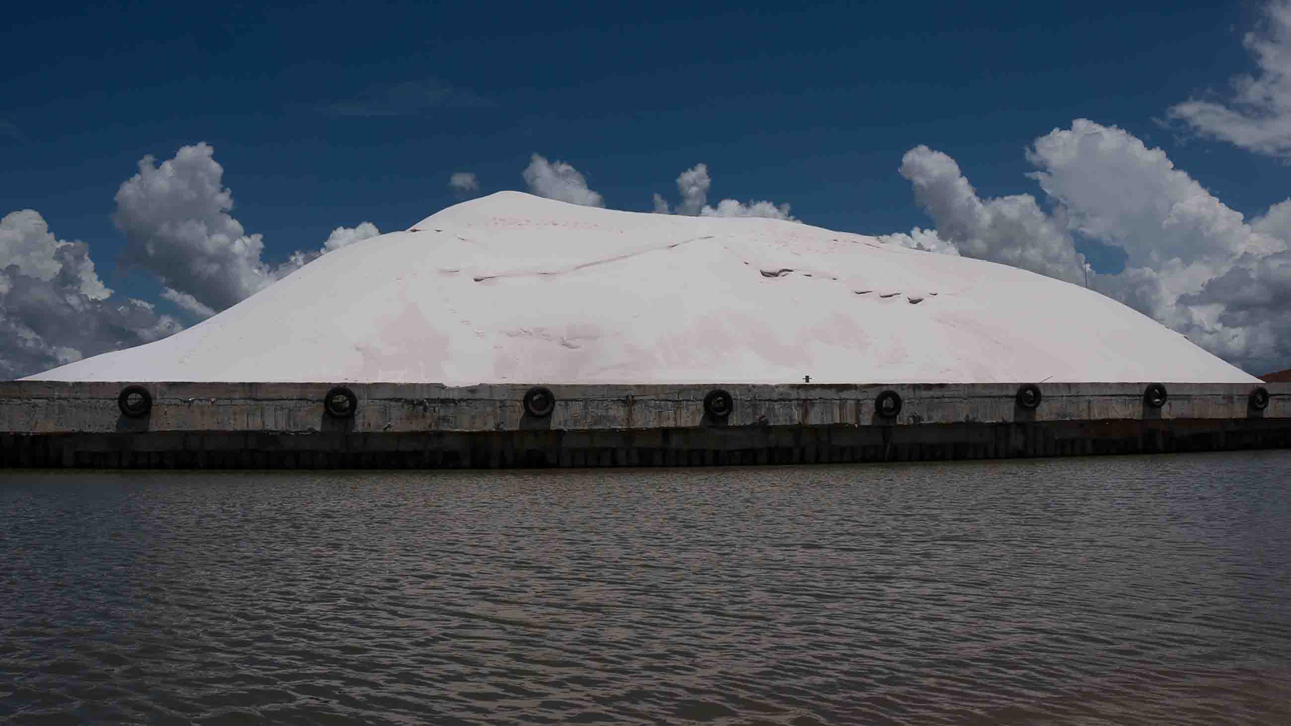 A giant pile of washed silica sand in Koh Kong province, Cambodia.