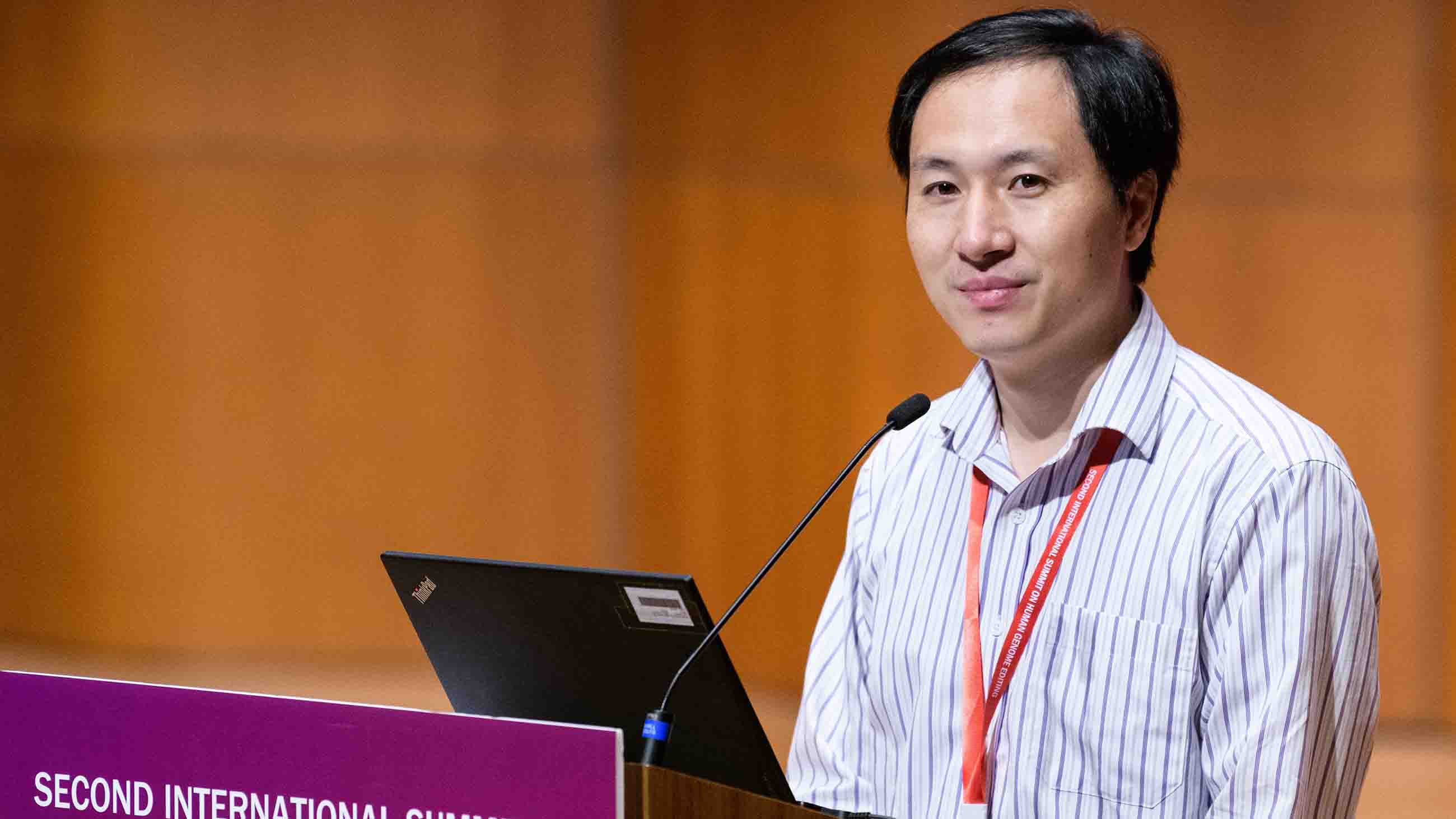 Chinese scientist He Jiankui speaks at the Second International Summit on Human Genome Editing in Hong Kong on November 28, 2018.