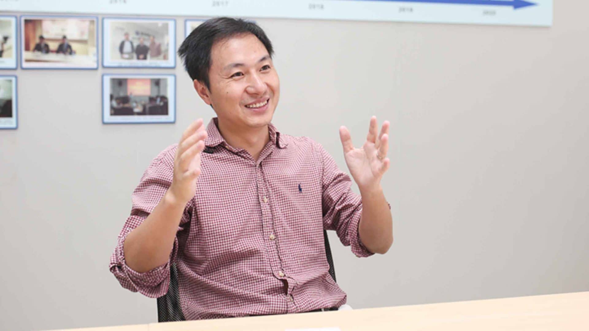 He Jiankui is interviewed by Chinese press on August 4, 2016. In January 2019, following his controversial gene-editing experiments, He was terminated from his position at the Southern University of Science and Technology in Shenzhen, in China’s Guandong province.