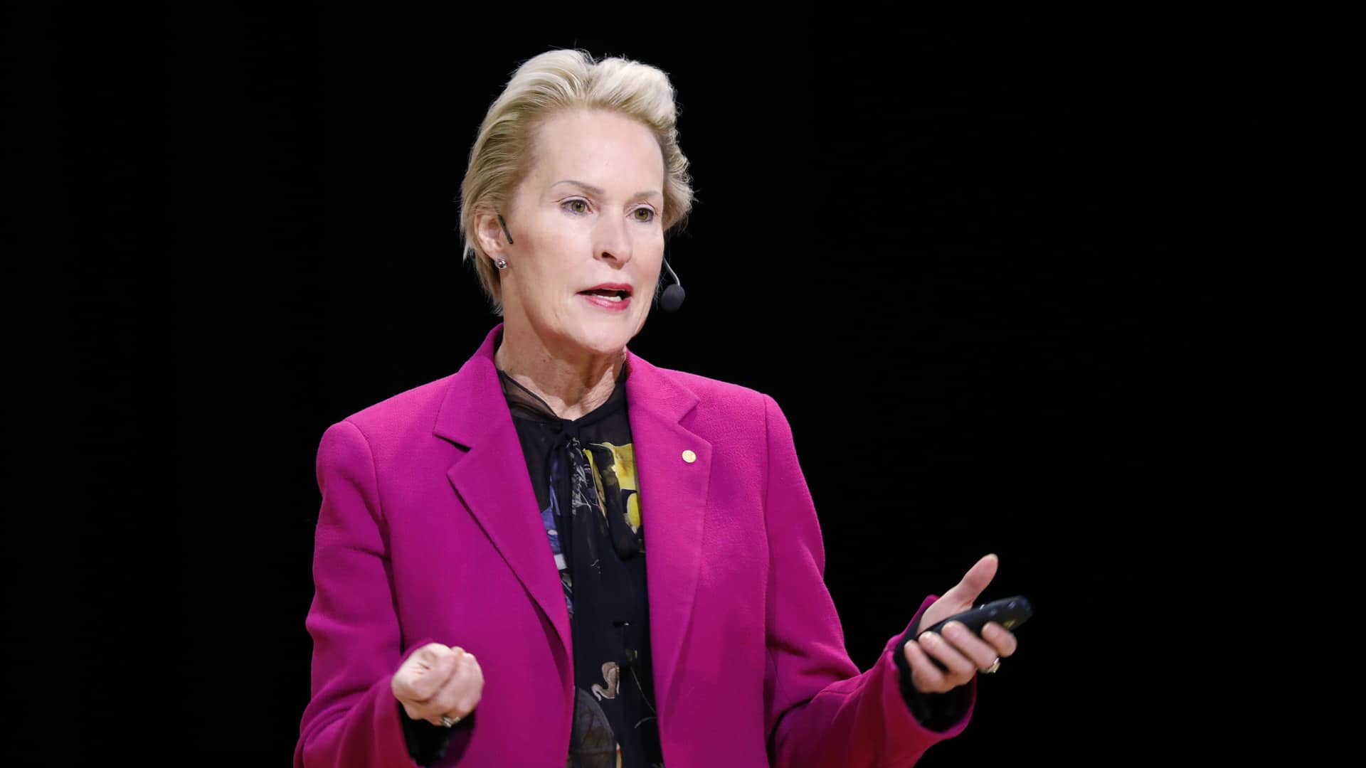 Frances Arnold giving her December 2018 Nobel Lecture in Stockholm, Sweden.