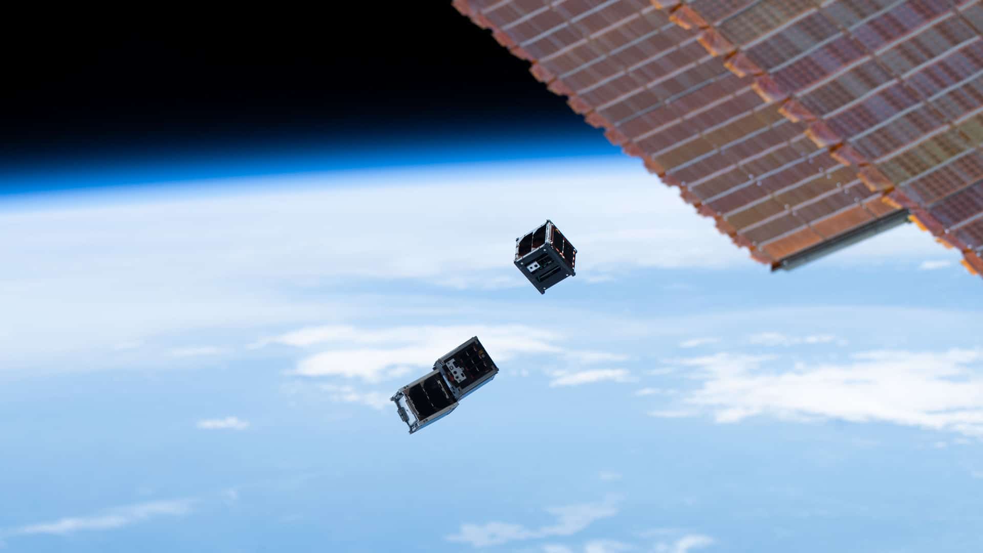 The International Space Station deploys a set of NanoRacks CubeSats.