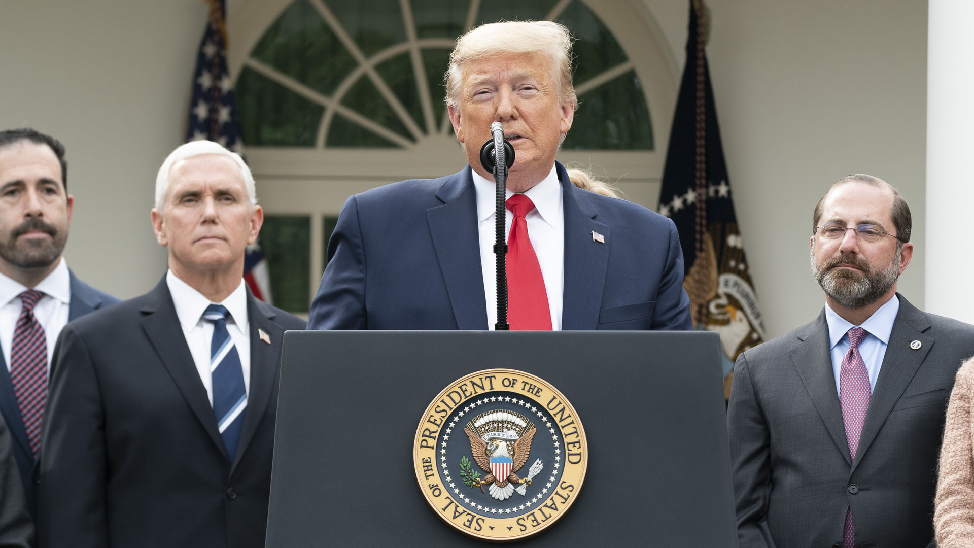 President Donald Trump declares a national emergency to further combat the ongoing Covid-19 pandemic at a news conference on March 13.