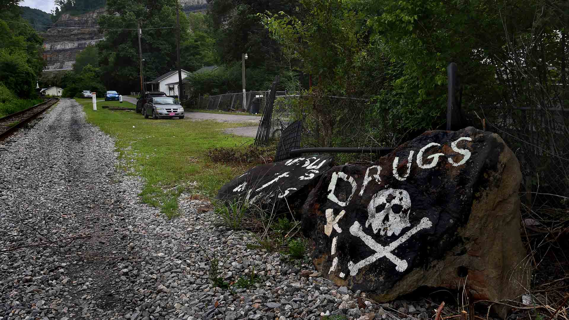 An ominous sign painted on some rocks in Logan County, West Virginia.