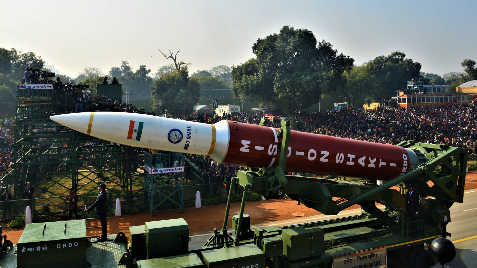 An Anti-Satellite Weapon (ASAT) from Mission Shakti paraded in New Delhi, India in January 2020.