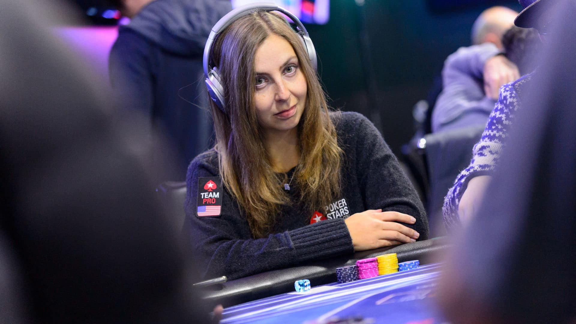 Maria Konnikova playing in the World Poker Tour in 2018.