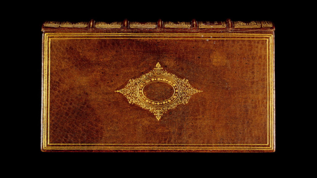 A 17th century book with an inscription from Dr. Ludovic Bouland that states the book is bound in human skin.