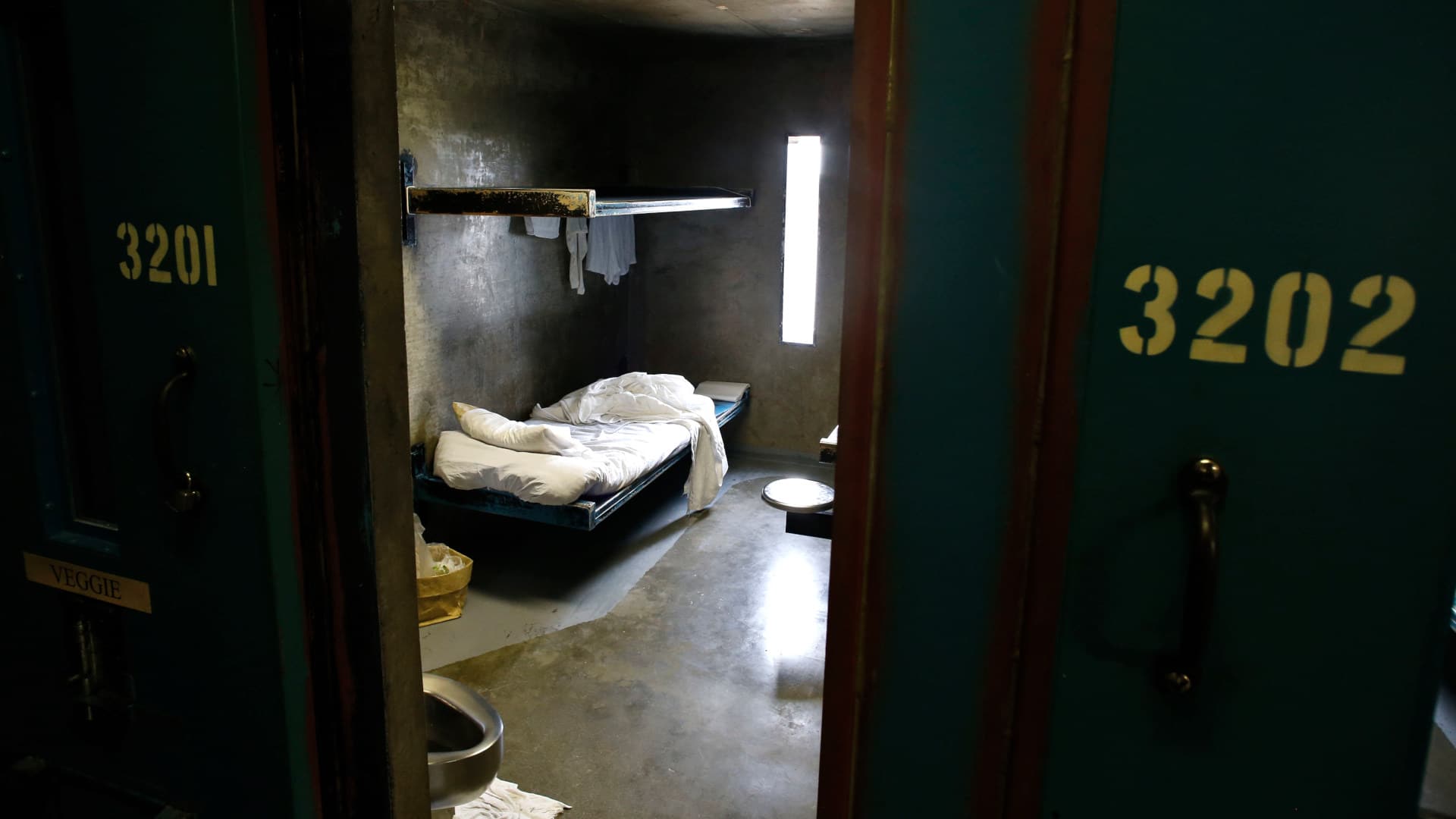 An unoccupied cell inside California State Prison Sacramento's security housing unit, which critics argue is solitary confinement.