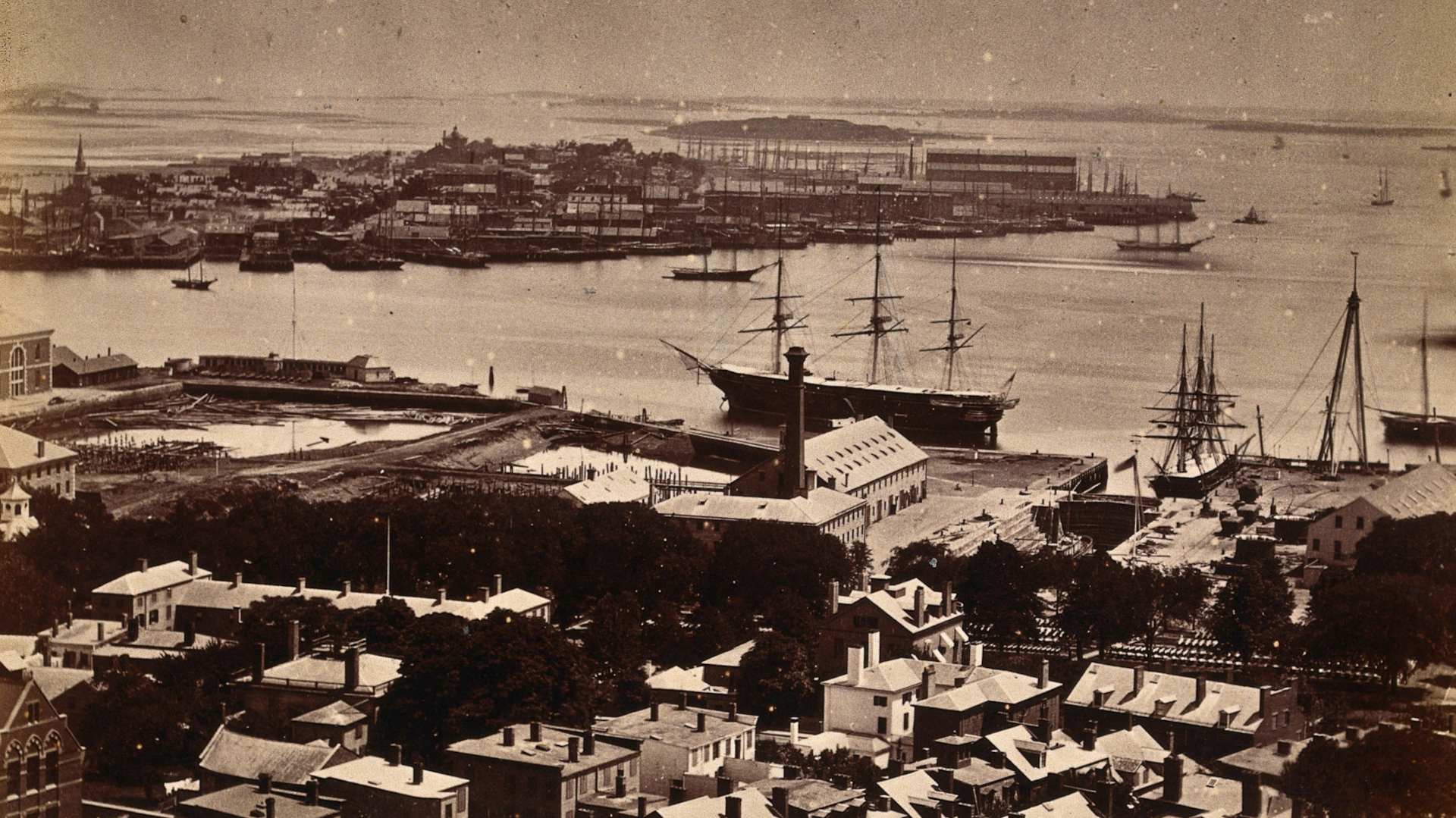 The Boston harbor, ca. 1880.