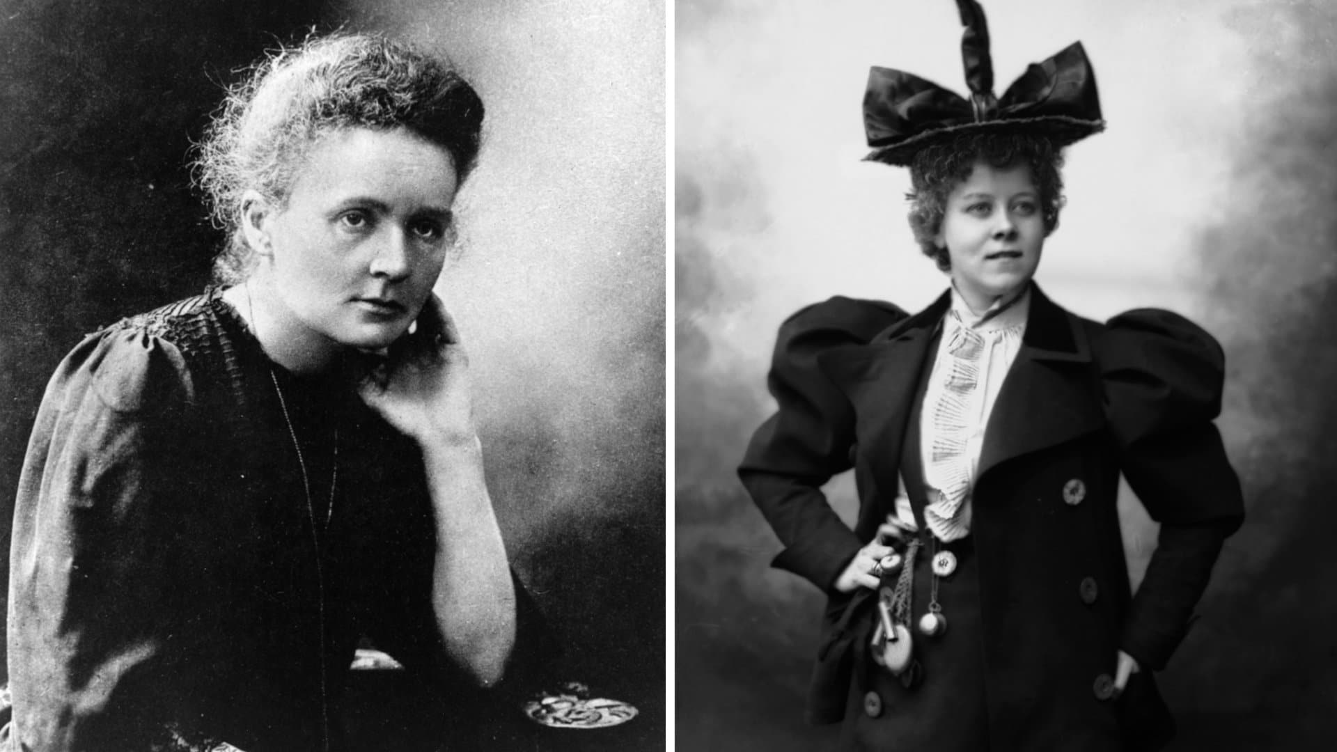 Marie Curie (left), Loïe Fuller (right)