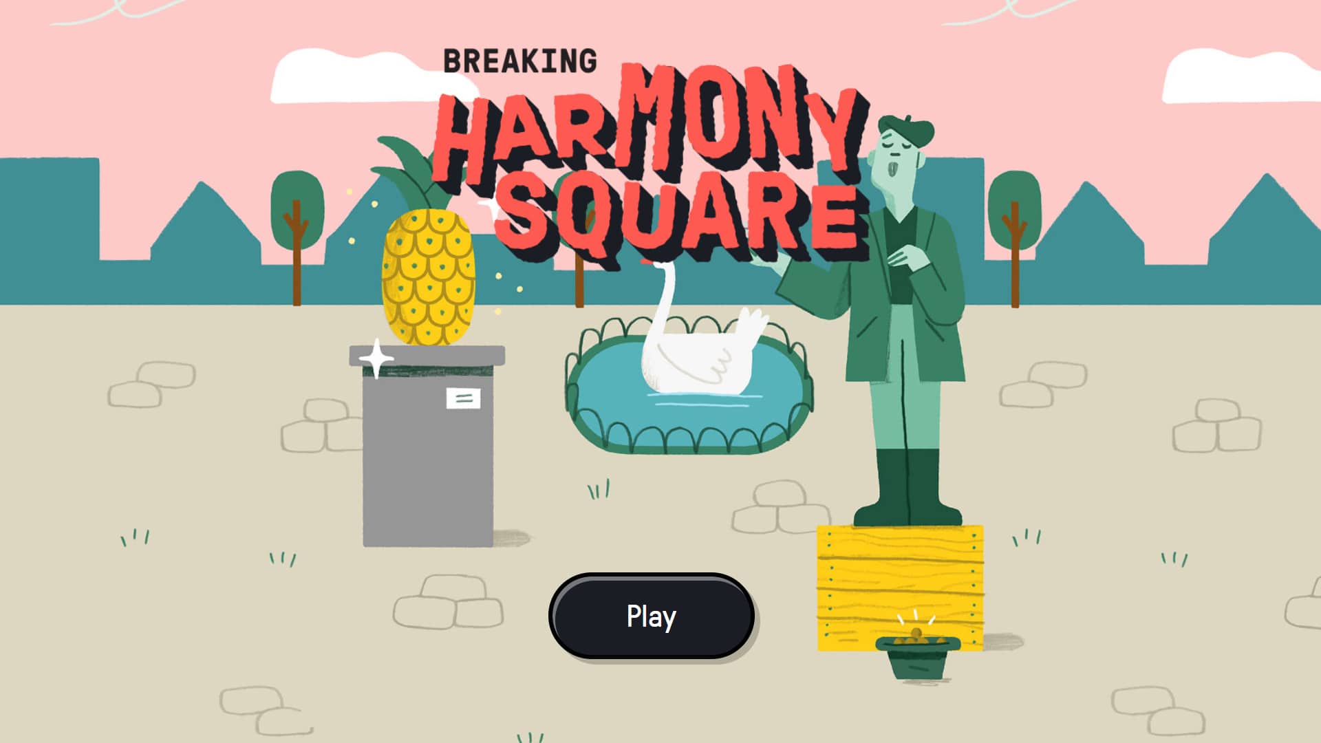 The homepage of Breaking Harmony Square, a disinformation game.