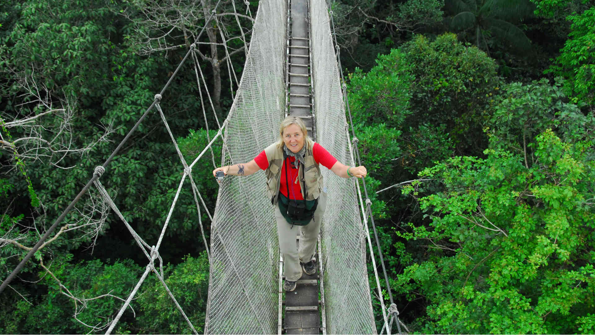 Meg Lowman, known as "Canopy Meg," walks among the trees in Peru.
