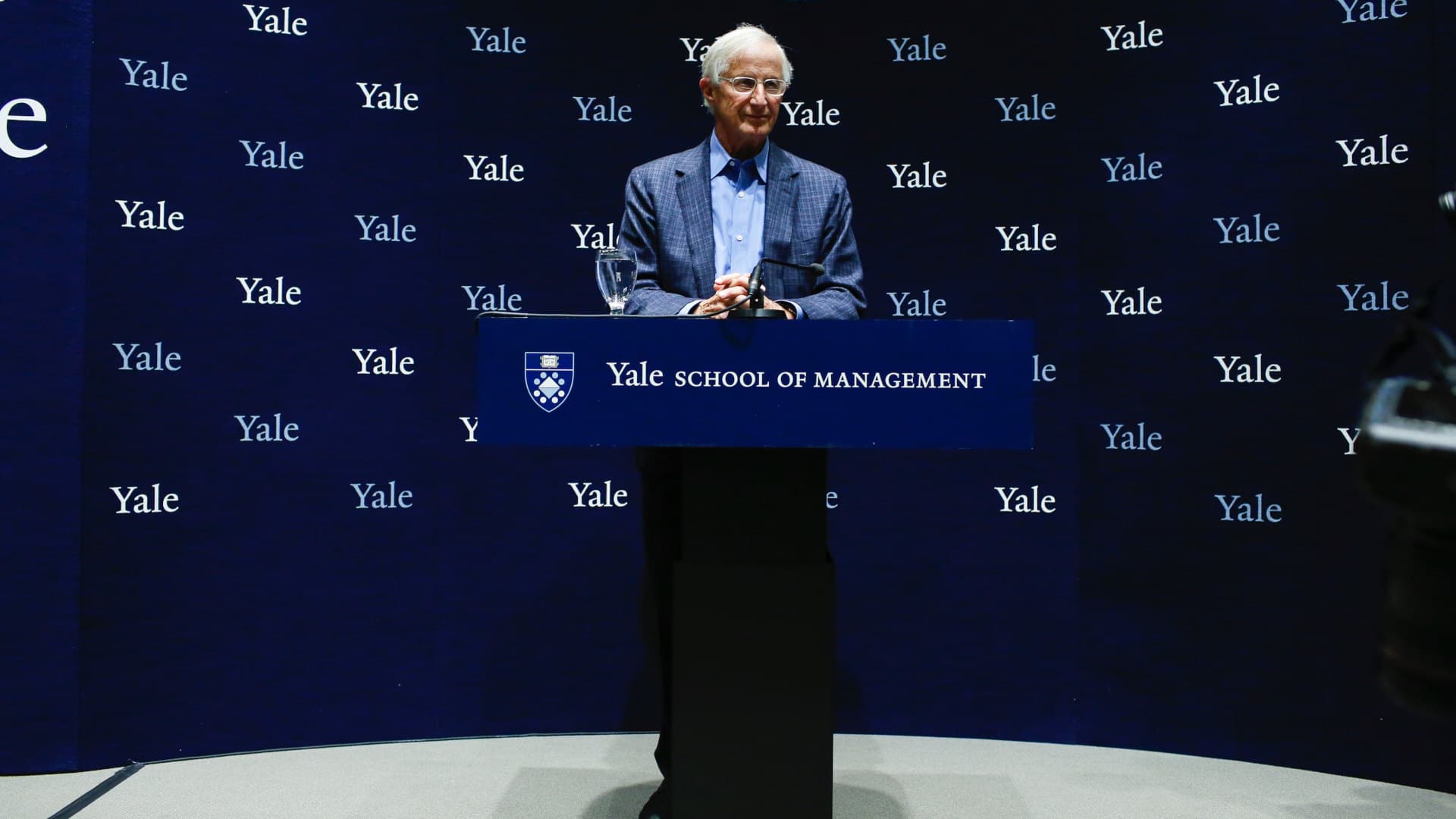 Yale Professor William Nordhaus speaks during a press conference after winning the 2018 Nobel Prize in Economic Sciences.