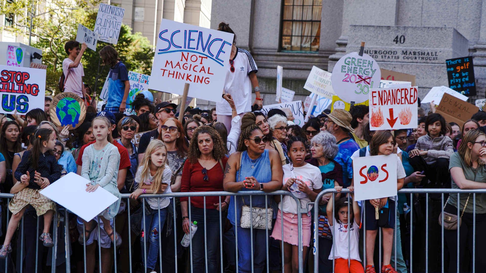 Activists young and old take a stand for action on climate change in New York City in Sept. 2019.