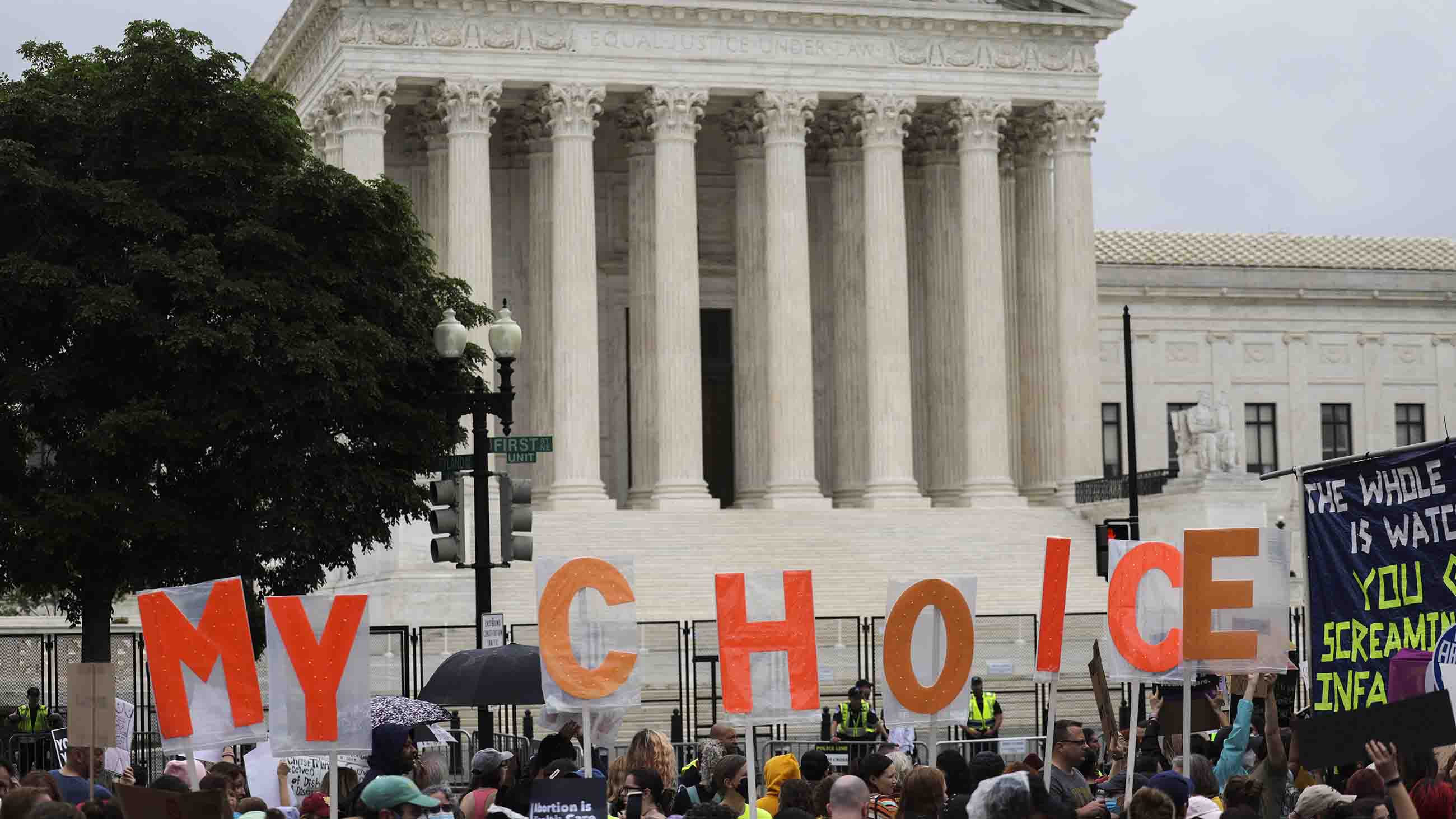 Abortion rights activists participate in a "Bans Off Our Bodies" rally at the U.S. Supreme Court on May 14, 2022 in Washington, DC.