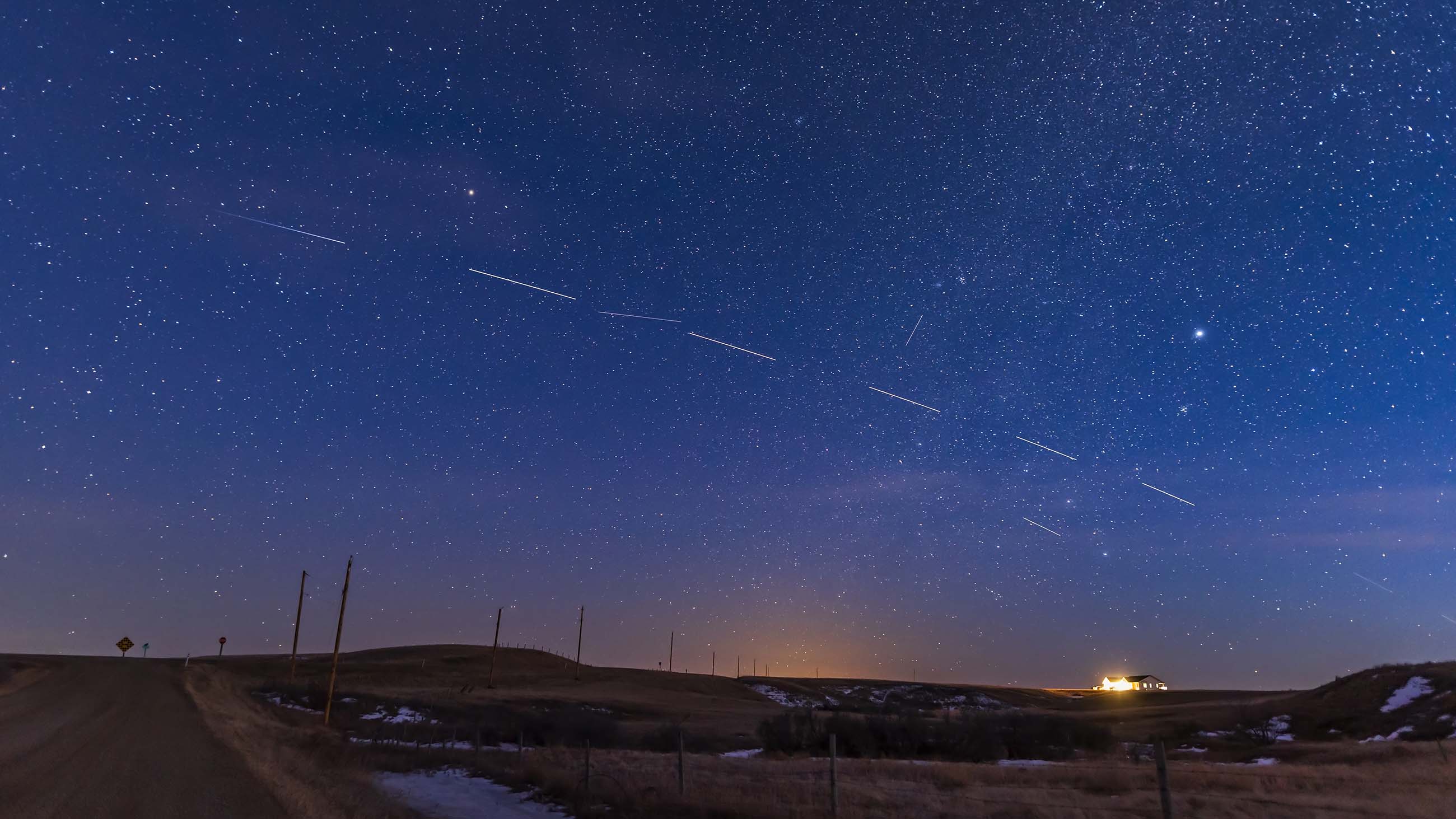 A pass of the Starlink 4 train of satellites on March 26, 2020.