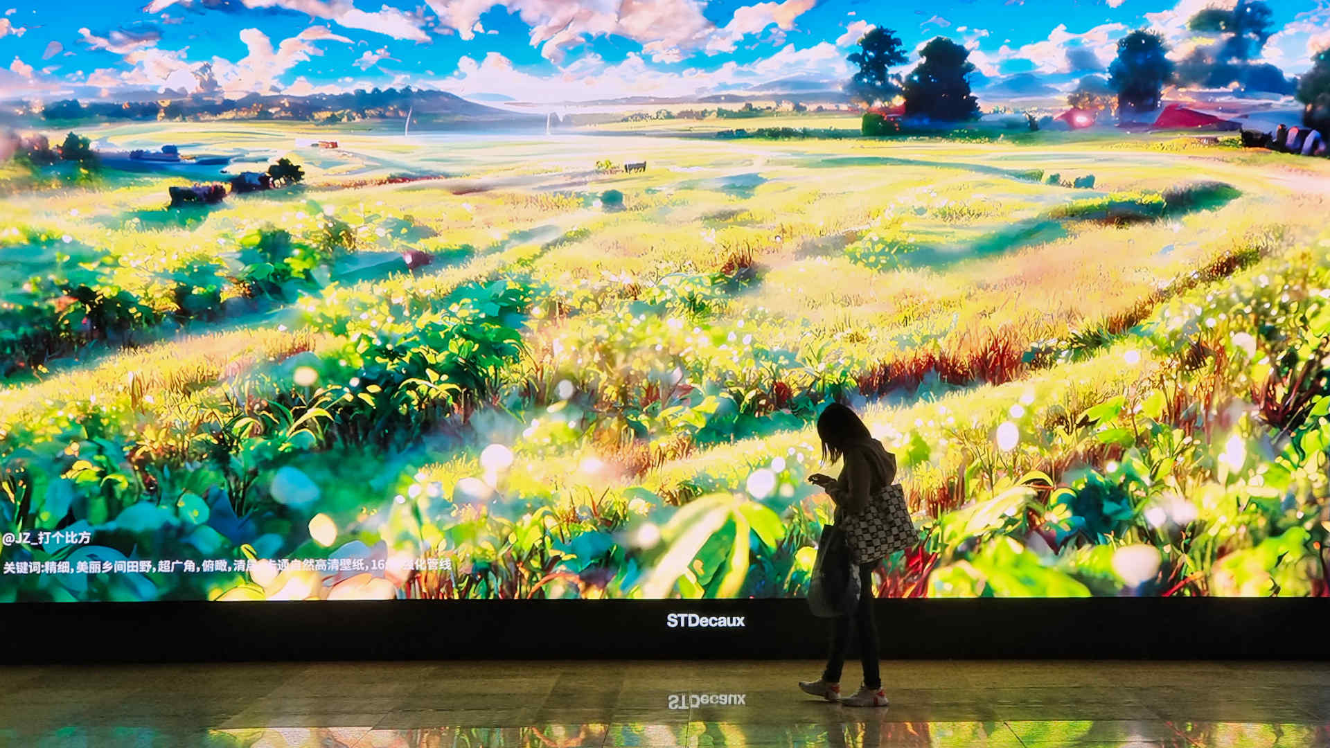 An AI-generated landscape painting on display at a subway station in Shanghai, China, in April 2023.