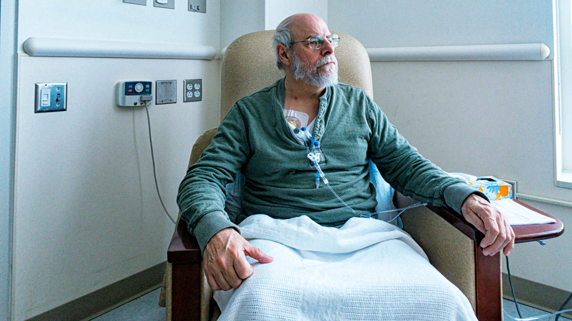 A senior cancer patient receives chemotherapy. Many forms of chemotherapy have proven to be more toxic in older adults, a discovery that came only after the drugs were approved for use in this population.