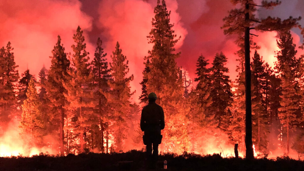 Night operations on the Caldor Fire in September, 2021.