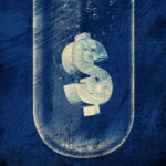 Illustration of dollar symbol in test tube
