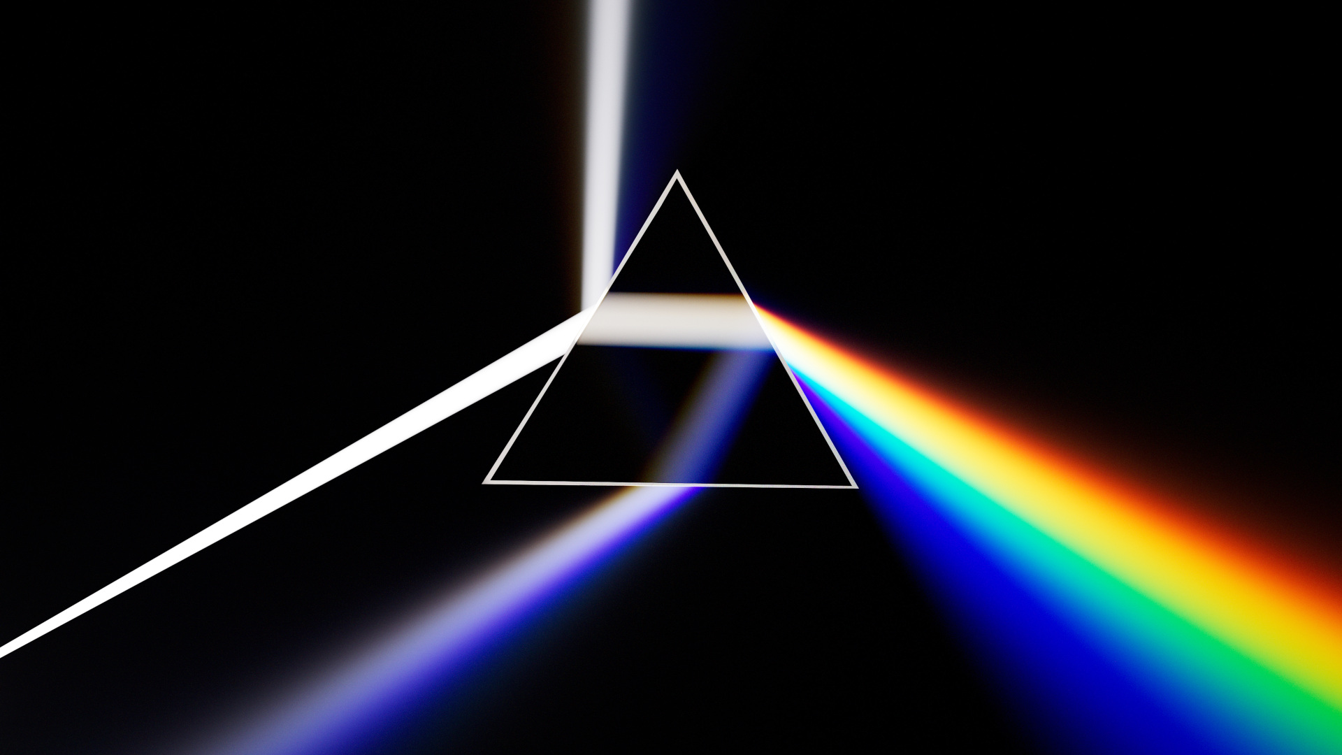 Digital Generated image of dispersive prism making a rainbow against black background