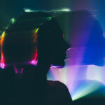 Blurred portrait of a person taken with long exposure, concept of surrealism and shifting