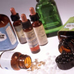 A selection of bottles of alternative medicines.