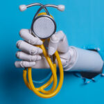 Artificial Intelligence in Medicine Robotic Arm with Medical Stethoscope