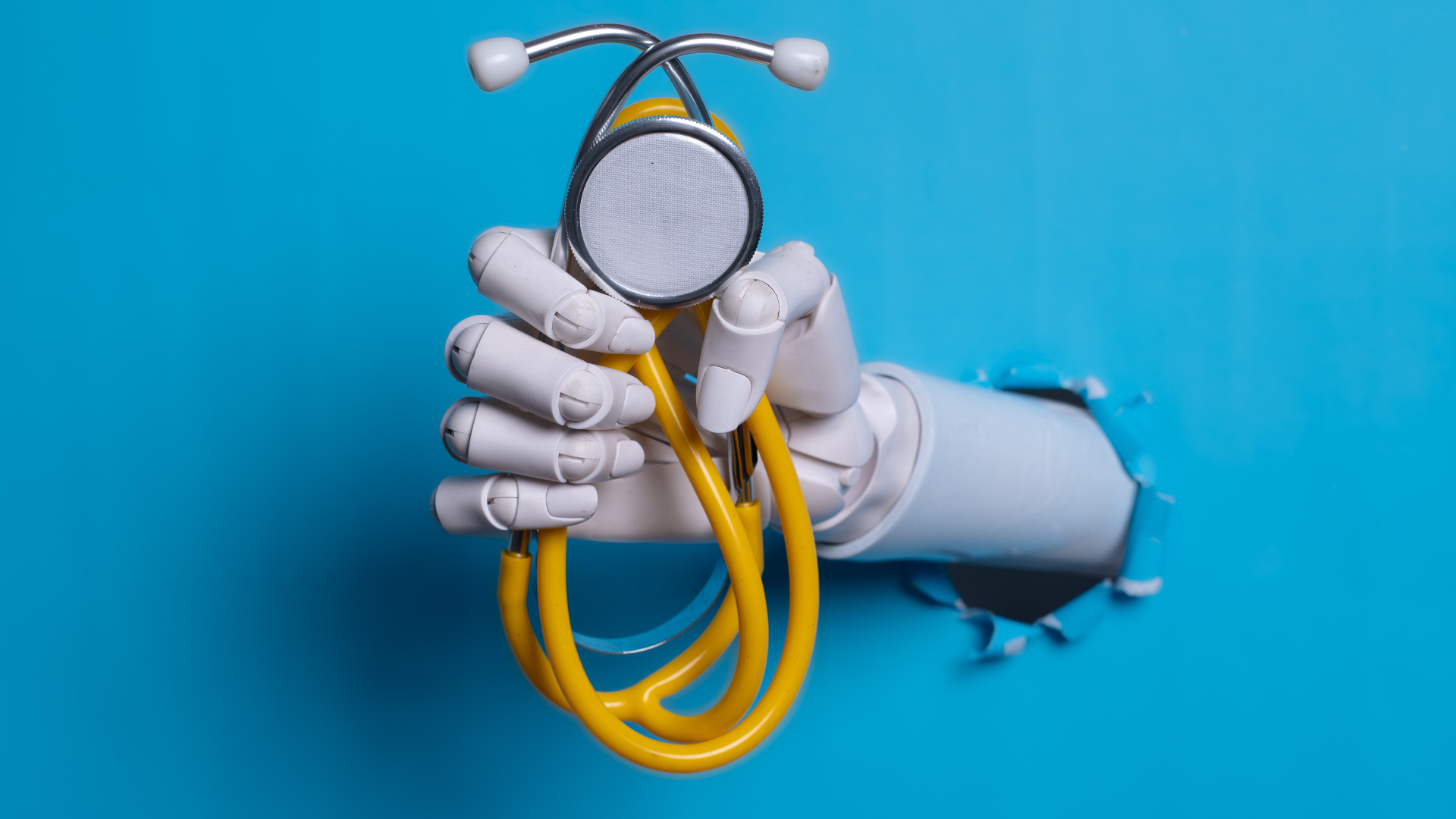 Artificial Intelligence in Medicine Robotic Arm with Medical Stethoscope